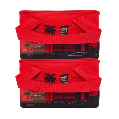 2 Pack Trader Joe's Mini Insulated Tote Lunch Box Bag Red LIMITED EDITION !! - Изображение 1 из 4