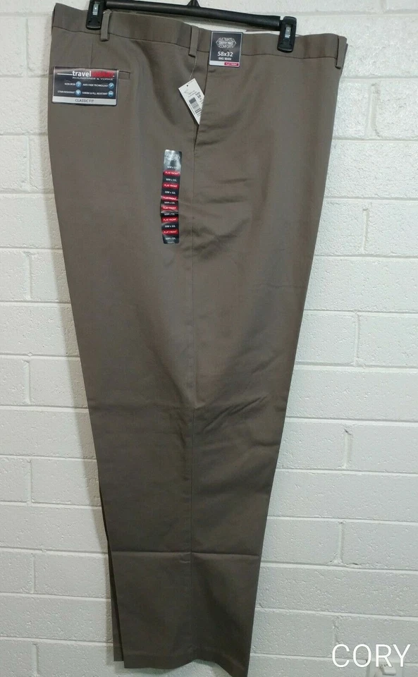 Men Roundtree & Yorke Dress Pants Sz 58WX32L Classic Fit Flat Front Non Iron