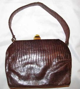 GLOCKENSTEIN ALLIGATOR KROKODIL KROK Eidechse braun Box Stil Pin Up Handtasche Geldbeutel  - Bild 1 von 8