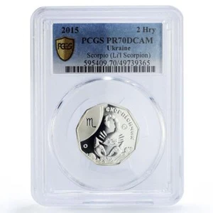 Ukraine 2 hryvnias Baby Zodiac Scorpio Little Scorpion PR70 PCGS silv. coin 2015 - Picture 1 of 2