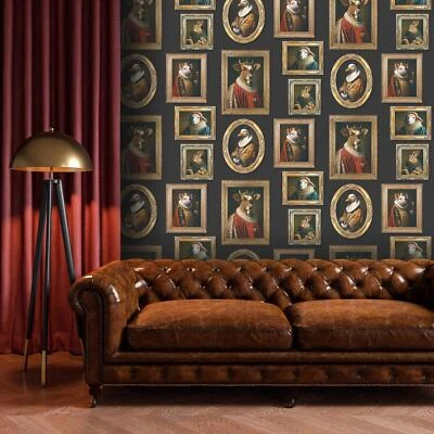 Muriva Regal Animales Extravagantes Papel Pintado Vintage Marcos Galería Pared Multi 102575 Foto 1 de 4