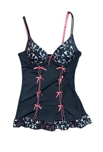 Dolls Kill Korsett Top Größe Medium 36B schwarz rosa Totenköpfe Goth skurril - Bild 1 von 5