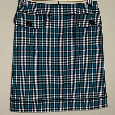 Harold’s Pencil Skirt Size 2 Green Black White Plaid Lined Pockets Office Church - Image 1 of 4