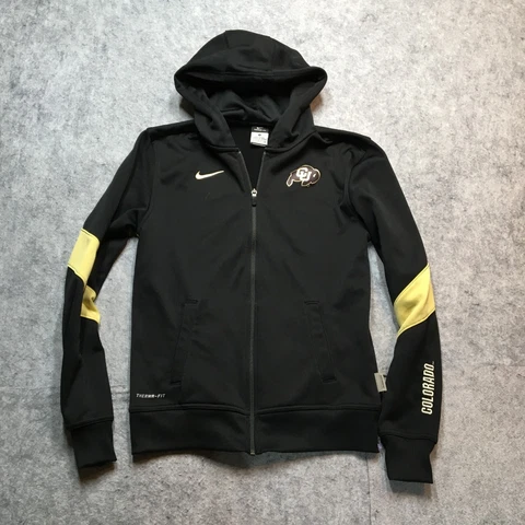 Nike Team Colorado Buffaloes Hoodie Womens Small S Black Therma Fit Performance Cover