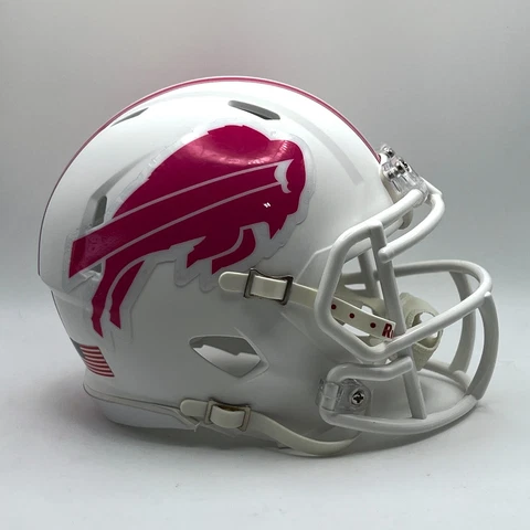 Buffalo Bills Riddell Speed CUSTOM Matte White with Pink Mini FB Helmet Cover