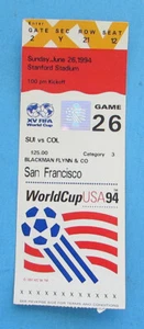 1994 FIFA San Francisco Gme 26 World Cup Ticket Switzerland v Columbia FREE SHIP - Picture 1 of 2