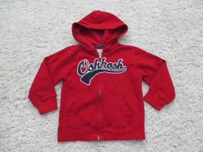 OshKosh B'Gosh Suéter Niño 4 Rojo Cremallera Completa Sudadera con Capucha Bolsillos Logotipo Niño Niña Foto 1 de 4