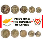 5 Cypriot Coins. Different Coins. Middle East. Foreign Currency, Valuable Money