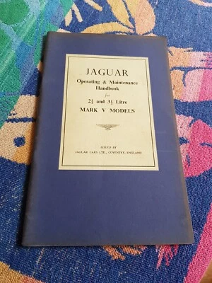 Jaguar Mark V 2 1/2 3 1/2 litros 1948-1951 manual de mantenimiento operativo MK5 MKV Foto 1 de 4