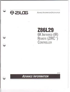 Vintage 1992 ZILOG Z86L29 6K Infrared Remote (ZIRC) Controller Specification - Imagen 1 de 1