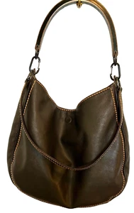 Bolso de Mano Hobo Plinio Visona Cuero Marrón Oscuro 2 Asas Desmontables Hecho en Italia - Imagen 1 de 13