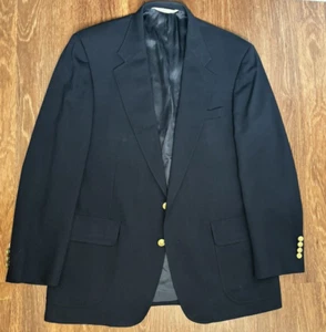 Vintage Land's End Men's Blazer Sport Coat Jacket Wool 2 Gold Buttons 44L - Picture 1 of 8