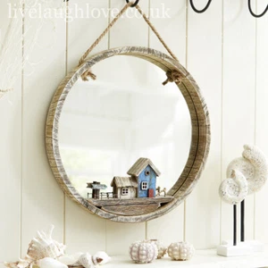 35cm Nautical Wooden Porthole Mirror W/ Quayside Decoration - Picture 1 of 4