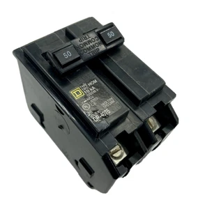 Square D HOM250 Homeline 2 Pole 50 Amp 120/240V AC Plug In Circuit Breaker - Picture 1 of 1