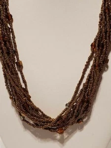 Bronze color multi strand beaded necklace fashion women's jewelry  (N195) - Picture 1 of 10