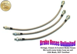 STAINLESS BRAKE HOSE SET Rambler Marlin 1965 - Front Disc - Picture 1 of 2
