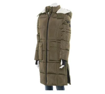 Juniors' madden girl Long Puffer Jacket with Fleece-Lined Hood () - Image 1 of 4