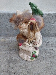 Demdaco Belsnickle Glitter Style Santa Claus in Chimney with Fur and Bells 11" - Picture 1 of 5