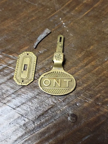 ANTIQUE VINTAGE BRASS ONT CLARK'S SPOOL CABINET DRAWER PULL PULLS HARDWARE Cover