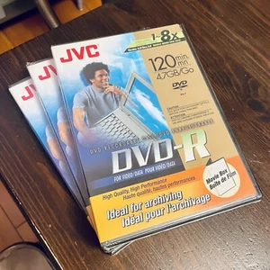 JVC DVD-R 4.7GB Lot of 3 New & Sealed Movie Box Recordable Discs Version 2.0 - Picture 1 of 1