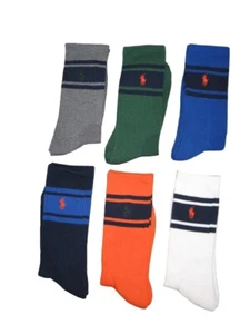 RALPH LAUREN POLO Half Cushioned Ribbed Perfomance Crew Socks Choice of Colours - Picture 1 of 7