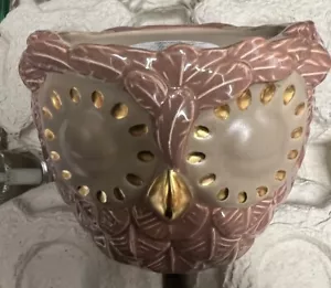 Bath & Body Works OWL Brown Mauve Single Wick Candle Holder Pedestal Ceramic NEW - Picture 1 of 4