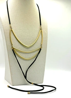 INC Colgantes de Barra Tono Dorado Cepillado Gamuza Negra Deslizante Collar de Cordón Lariat Foto 1 de 4