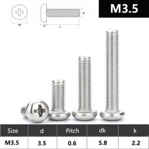 M3.5 (3.5mmØ) POZI PAN HEAD MACHINE SCREWS POZI DRIVE BOLTS A2 STAINLESS STEEL - Picture 1 of 6