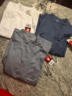 Lot Of 3 Chef Works Cook Jacket Restaurant Kitchen Uniform Gray  White Shirt I2 - Image 1 of 4