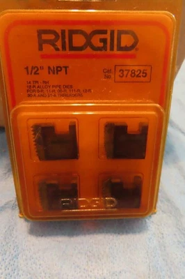 RIDGID 1/2" NPT TUBERÍA ROSCAS TROQUEL 37825 ALEACIÓN 4 PIEZAS 14TPI RH 12-R ALEACIÓN TUBO TROQUELES Foto 1 de 2