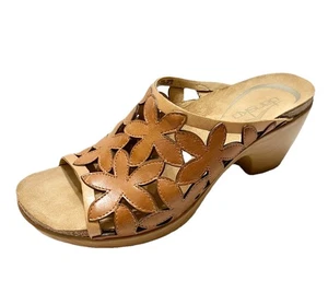Dansko Clarissa Clogs Mules Womens 38 Brown Leather Floral Comfort Sandals 7.5/8 - Picture 1 of 17