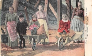 Kohlepflücker kehren mit ihrer Ladung Mt Carmel PA Pennsylvania um 1910 Postkarte zurück - Bild 1 von 4