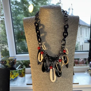 Big & Bold Chunky Beaded Necklace Black Red Big Large Women's Jewellery - Picture 1 of 11