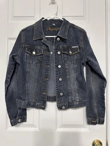 PAPAYA Stud Embellished Denim Blue Jacket with Pockets - Size M - Picture 1 of 14