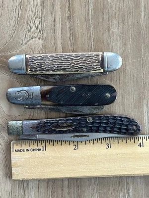 Lote de 3 Cuchillos de Bolsillo Americanos Vintage Estuche Robeson EE. UU. Años 50-60 Proyecto Foto 1 de 4