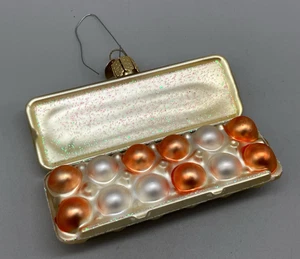 OLD WORLD CHRISTMAS EGG CARTON FARM FRESH EGGS GLASS CHRISTMAS ORNAMENT 32433 - Picture 1 of 5