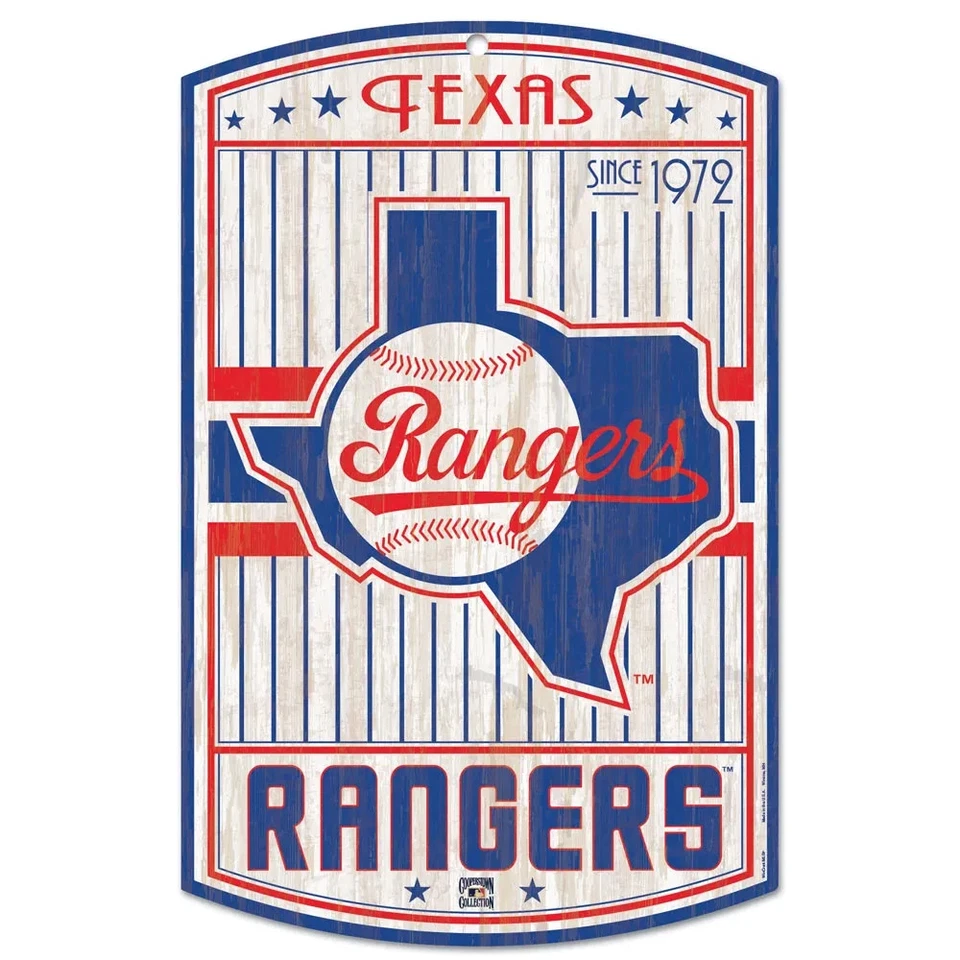 TEXAS RANGERS 11" X 17"CLASSIC LOGO RETRO LOOK HARD WOOD SIGN FROM WINCRAFT - Image 1 of 1