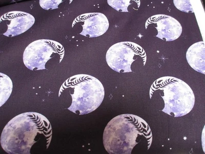 1 cuarto de grasa tela de algodón nueva luna llena gato púrpura Dear Stella 21" x 18" Foto 1 de 4
