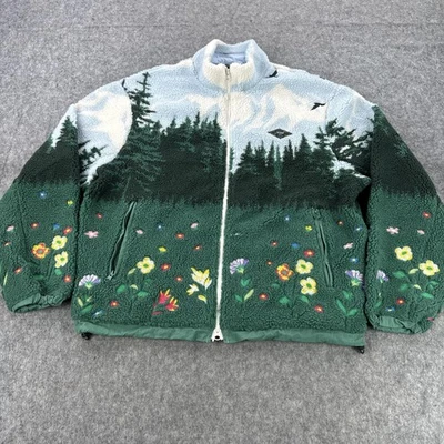 Kith Sherpa Fleece Jacket Men Medium Pinehurst Landscape Full Zip Forest Larimar - Image 1 of 4