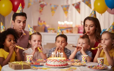 Birthday Party Favours Pack of 16 Fun Bob the Builder Party Blowers Kids - Image 1 of 3