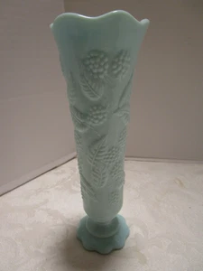 Vintage Fostoria Berry Aqua Milk Glass Bud Vase Footed Line-2712 1950’s 7.75" t - Picture 1 of 15