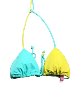 Victoria's Secret Damen Bikini Schwimmen Oberteil Größe S Blau Gelb Colorblock Neu ohne Etikett - Bild 1 von 10