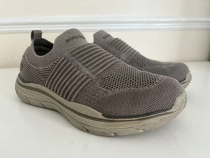 Men’s Skechers Expected 2.0 Slip On Canvas Goga Mat Memory Foam Brown Size UK 7 - Picture 1 of 9