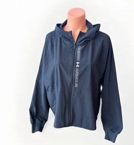 Giacca leggera Under Armour donna nera boxy taglia L full zip con cappuccio - Foto 1 di 5
