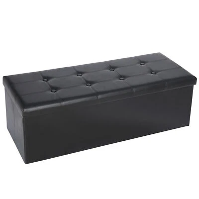 43" Storage Ottoman Bench Fireproof Folding Storage Bench Leather Bedroom Bench - Image 1 of 4