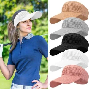 Visor Sun Plain Hat Sports Cap Colors Golf Tennis Beach Adjustable Summer - Picture 1 of 17