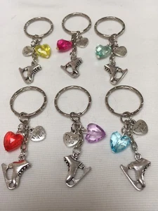 6 Ice Skate Keyrings And Heart Keyrings Bag Charms Party Bag Fillers FREEPOST - Picture 1 of 1