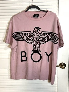Boy London Shirt Adult Size Large Black Eagle Graphic Tee Pink HOLE From Tag - Picture 1 of 10