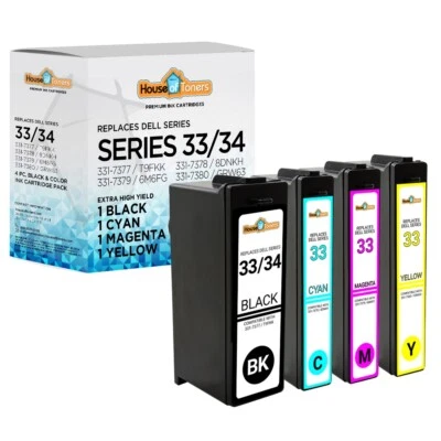 4PK For Dell Series 31 32 33 34 High Yield Ink Cartridges for Dell V525W V725W - Image 1 of 4