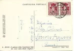 1938 GREECE ITALIAN EMPLOYMENT 5C PAIR ON POSTCARD COVER RHODES AEGEAN - Picture 1 of 2